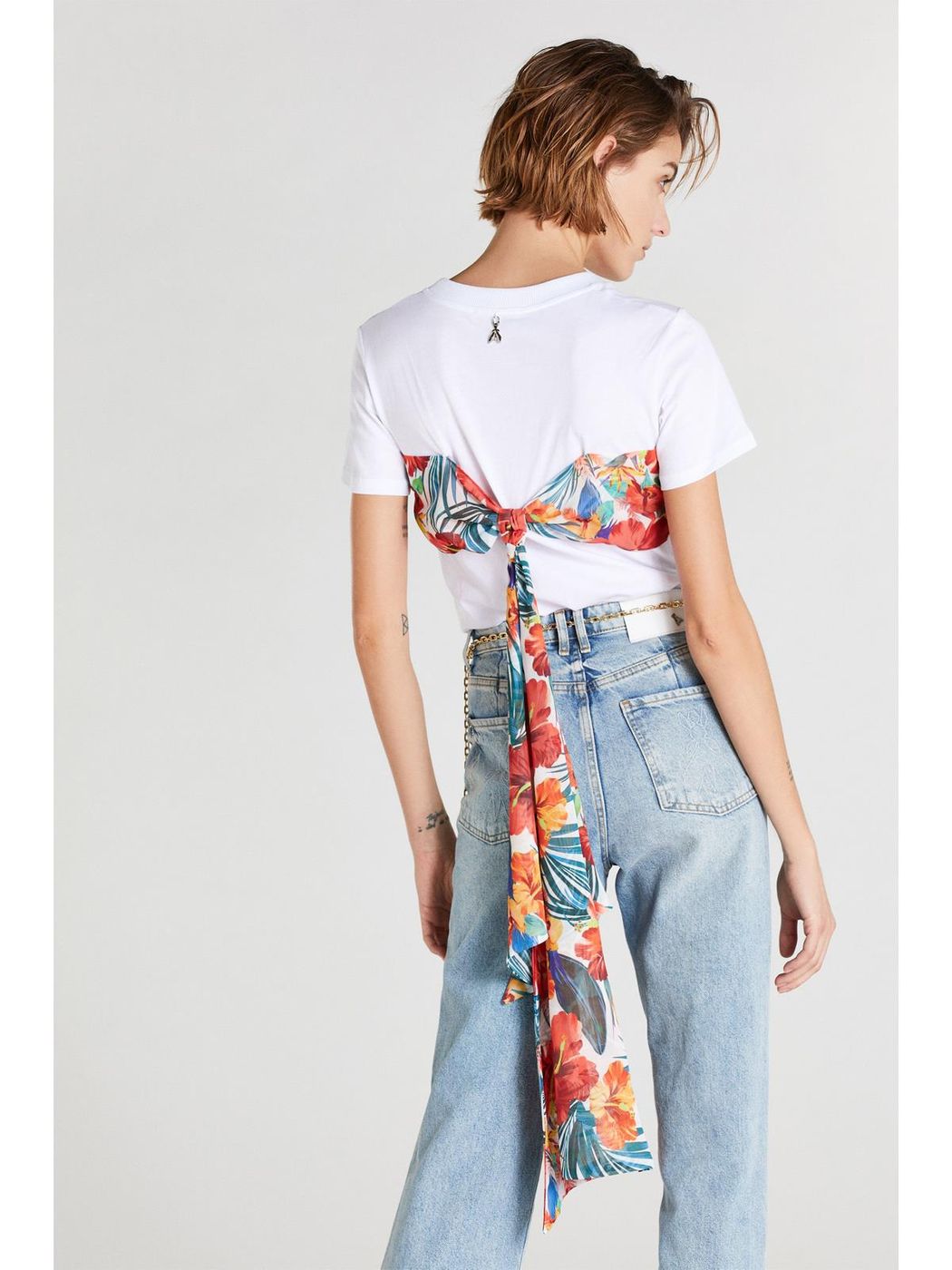 PATRIZIA PEPE T-SHIRT CON INSERTO IN CHIFFON