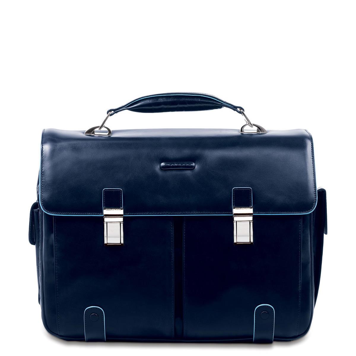 PIQUADRO CARTELLA 2 MANICI E TASCHE BLUE SQUARE