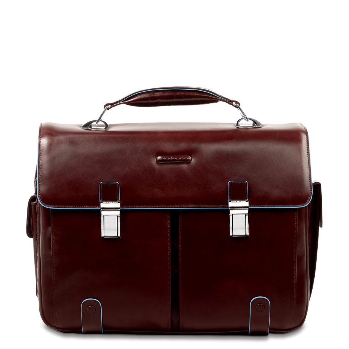 PIQUADRO CARTELLA 2 MANICI E TASCHE BLUE SQUARE