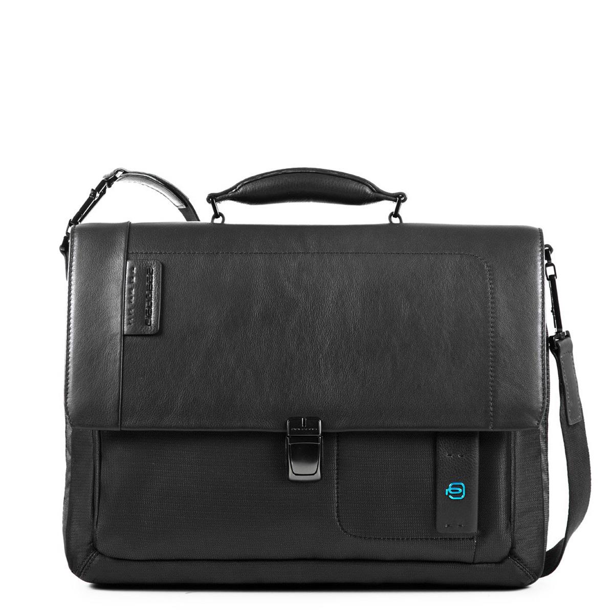 PIQUADRO CARTELLA CON PATTA IN PELLE E TESSUTO P16