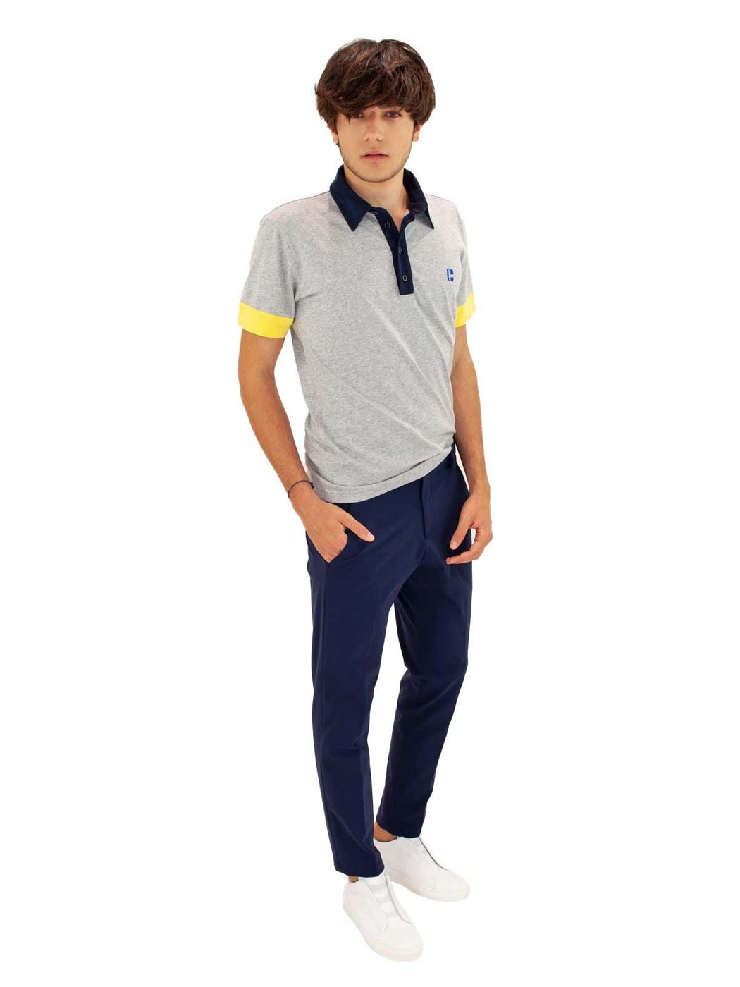 DANIELE ALESSANDRINI T-SHIRT POLO COLLO E MANICHE A CONTRASTO