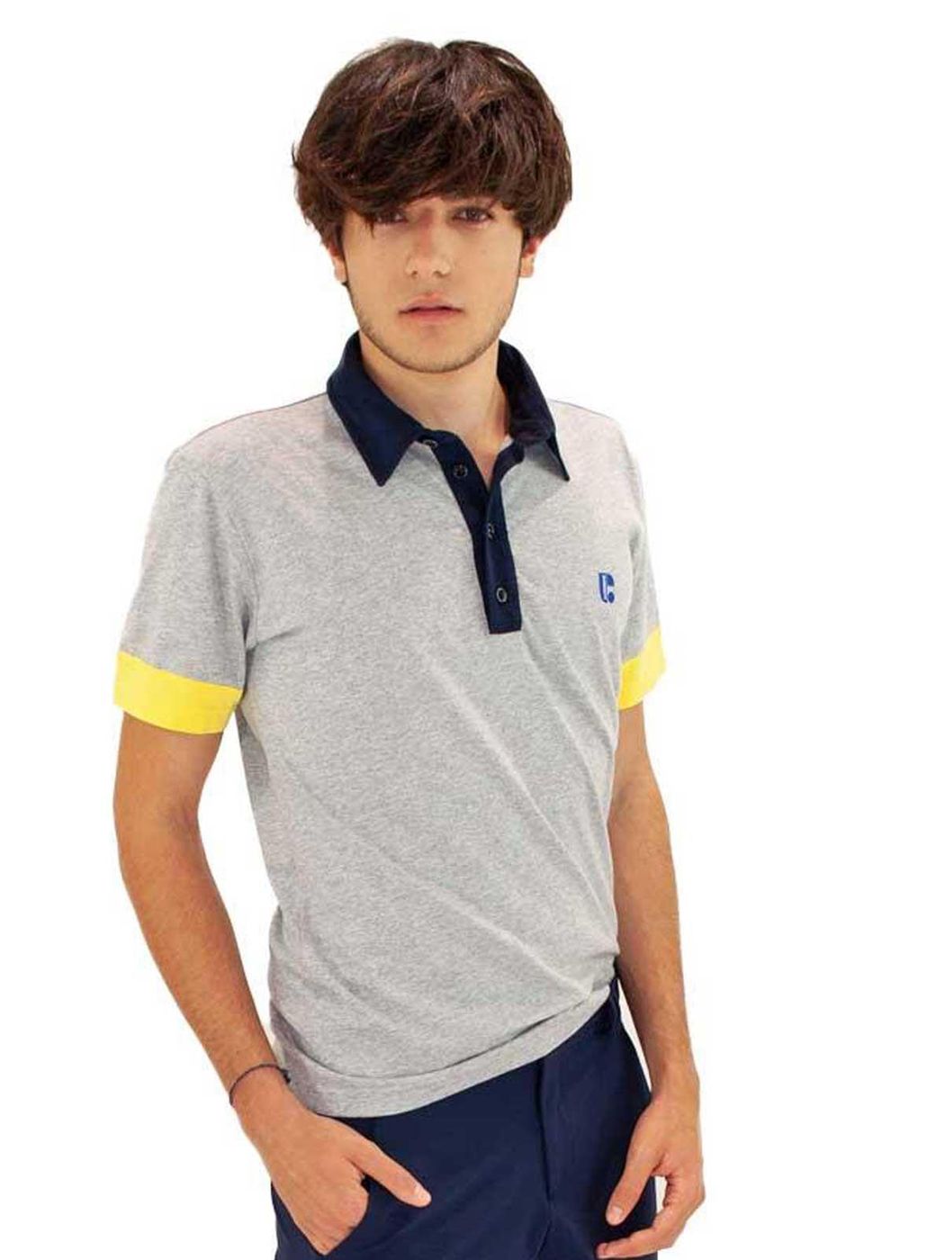 DANIELE ALESSANDRINI T-SHIRT POLO COLLO E MANICHE A CONTRASTO