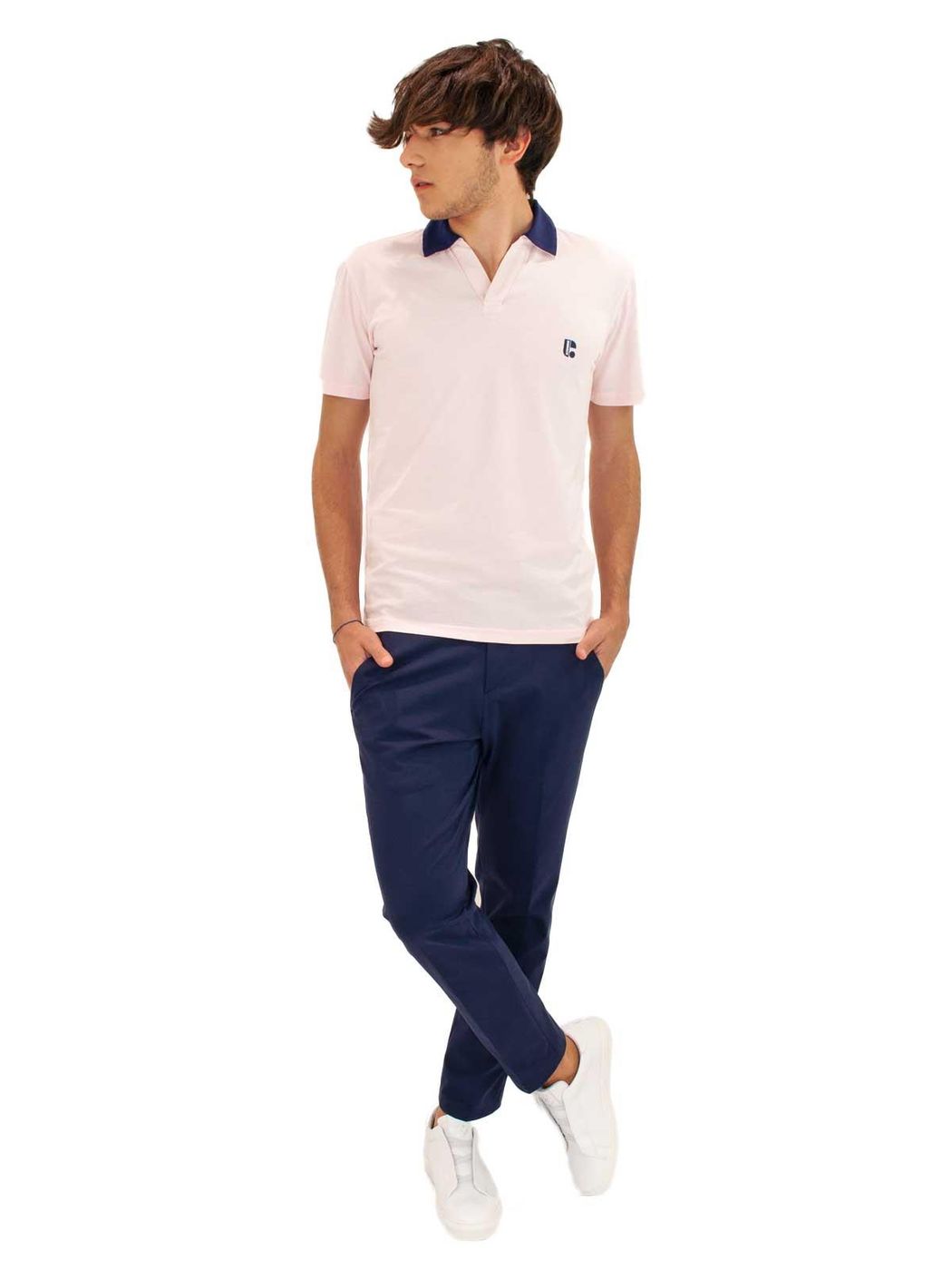 DANIELE ALESSANDRINI T-SHIRT POLO COLLO A CONTRASTO