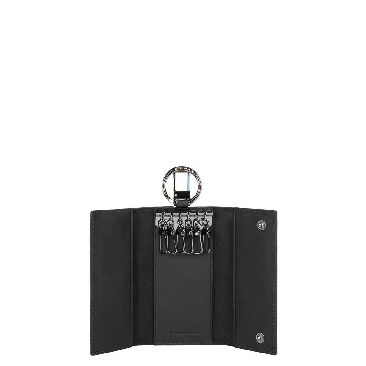 PIQUADRO PORTACHIAVI CON MOSCHETTONE BLACK SQUARE