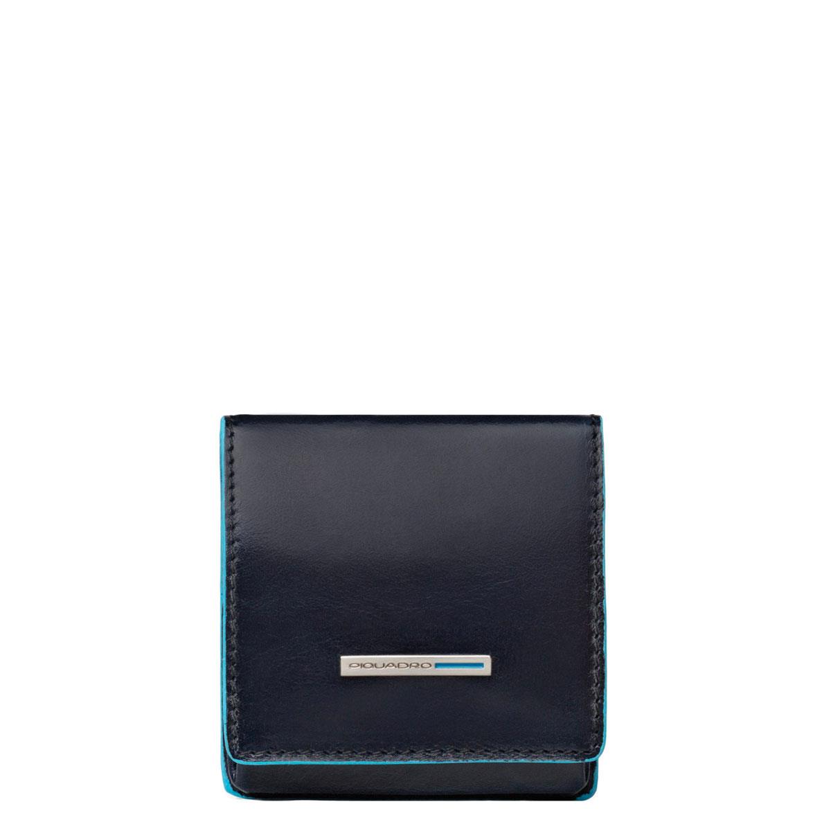 PIQUADRO PORTAMONETE IN PELLE BLUE SQUARE