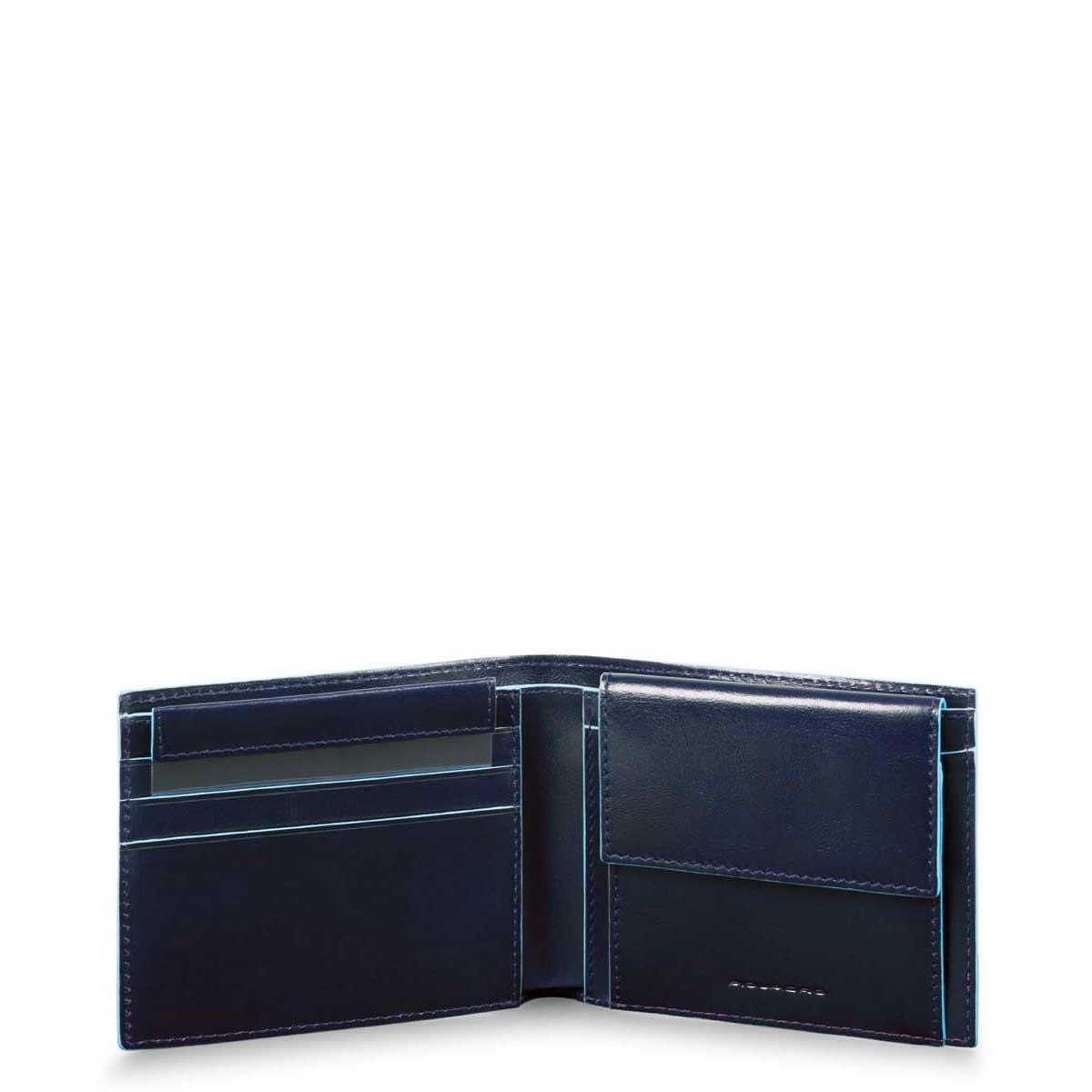 PIQUADRO PORTAFOGLI PORTAMONETE BLUE SQUARE