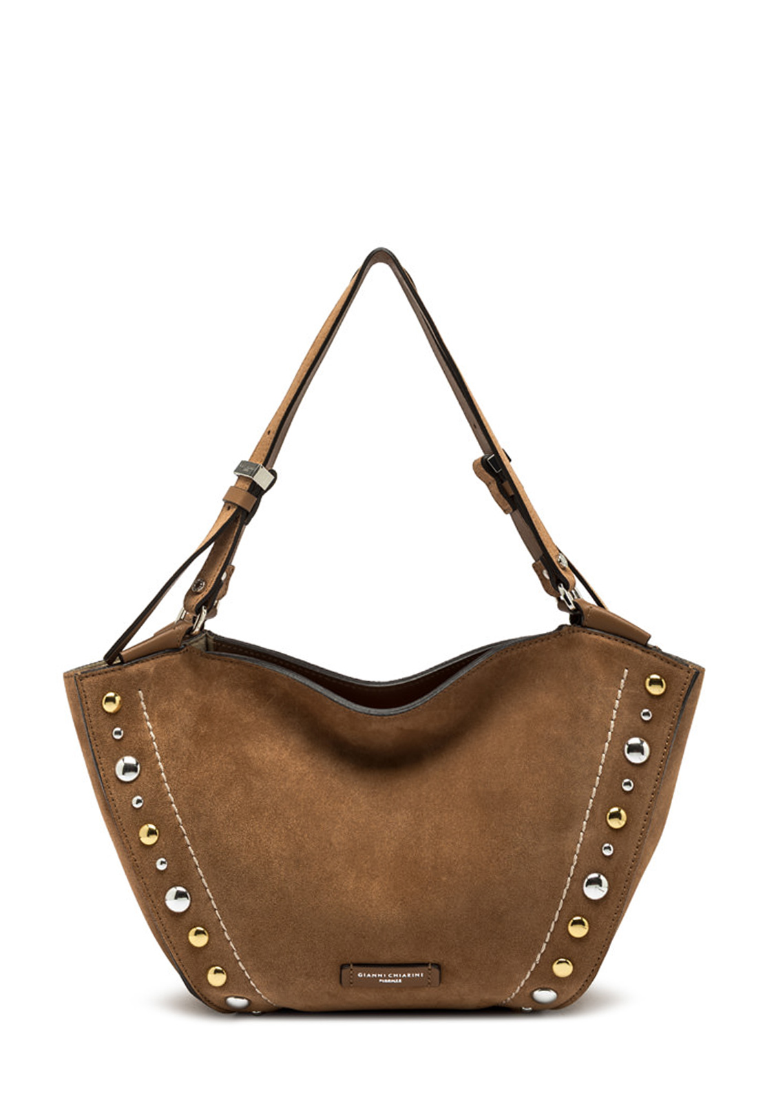 GIANNI CHIARINI BORSA IN CAMOSCIO CON BORCHIE BLOOM