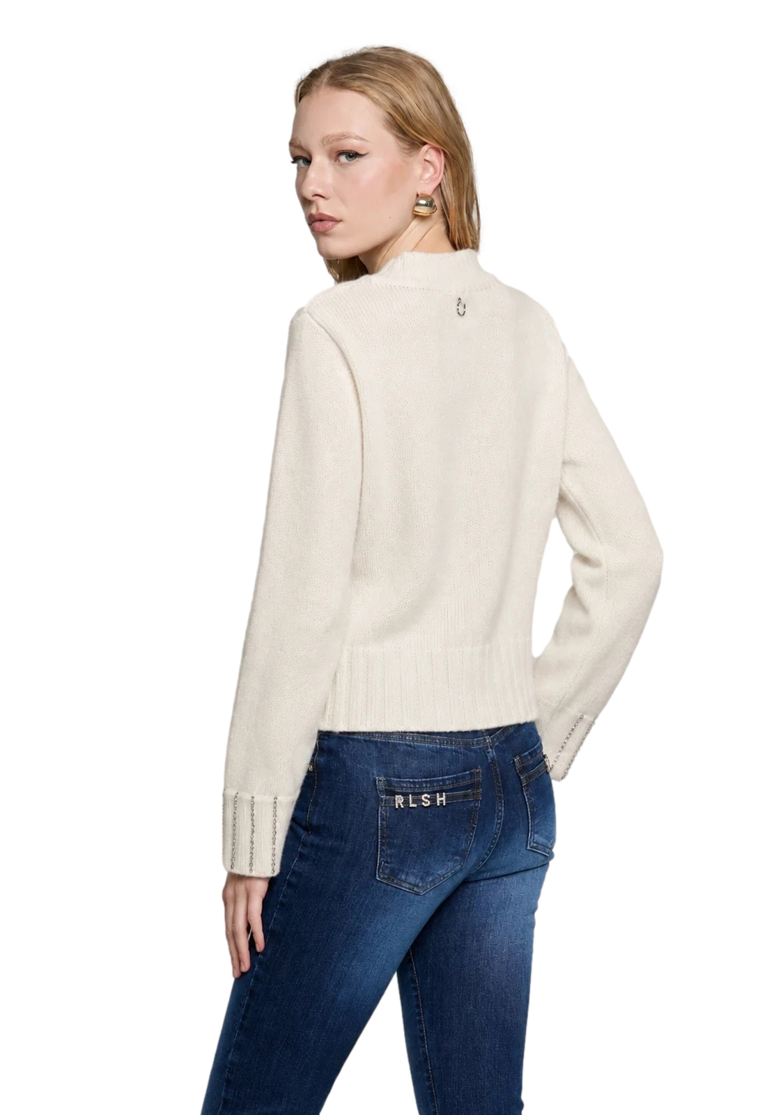RELISH MAGLIA SCOTT SCOLLO BARCA E PAILLETTES