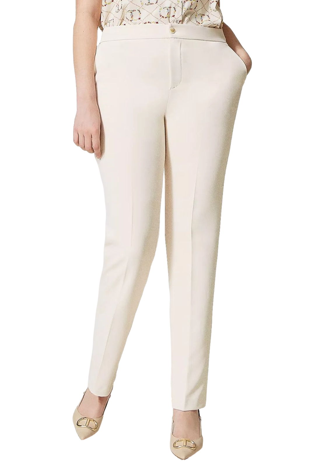 TWINSET PANTALONI A SIGARRETTA IN CADY CREPE