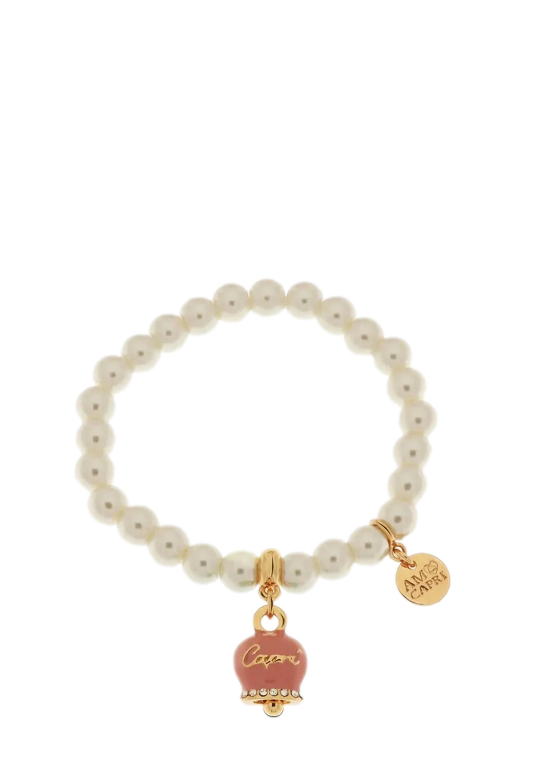 AMO CAPRI BRACCIALE PERLE E CAMPANA ROSA