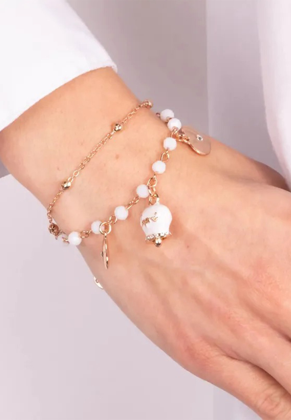 AMO CAPRI BRACCIALE 2 FILI CAMPANA BIANCA