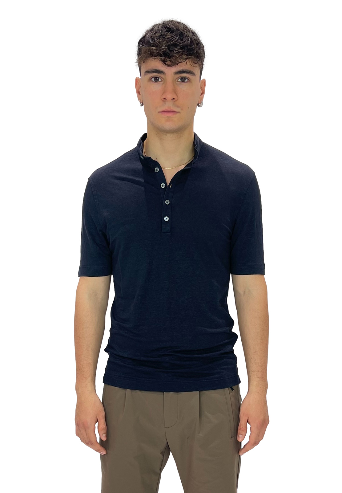 FILIPPO DE LAURENTIIS CAMICIA COREANA MANICA CORTA IN LINO