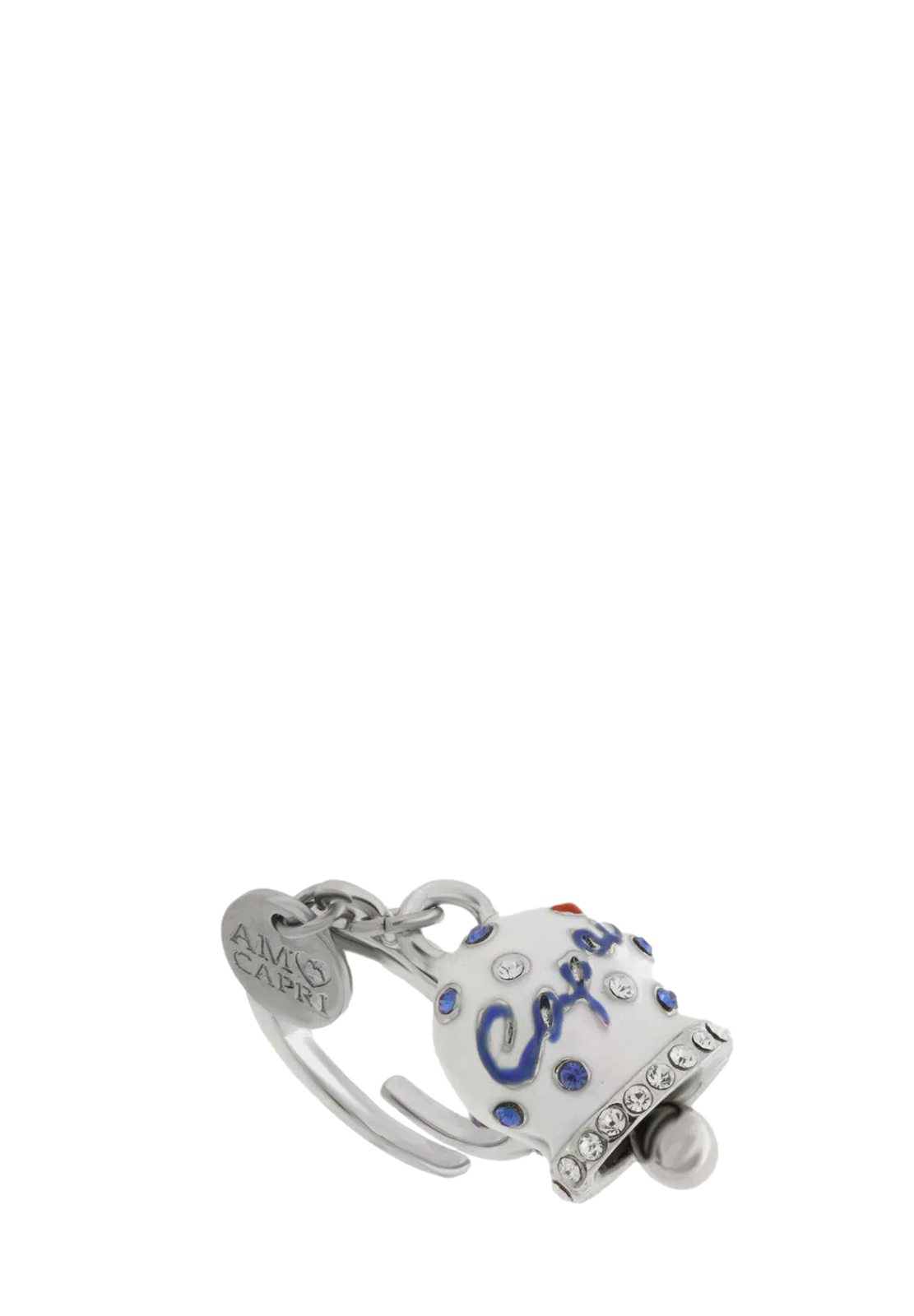 AMO CAPRI ANELLO CAMPANELLA BIANCA POIS BLU