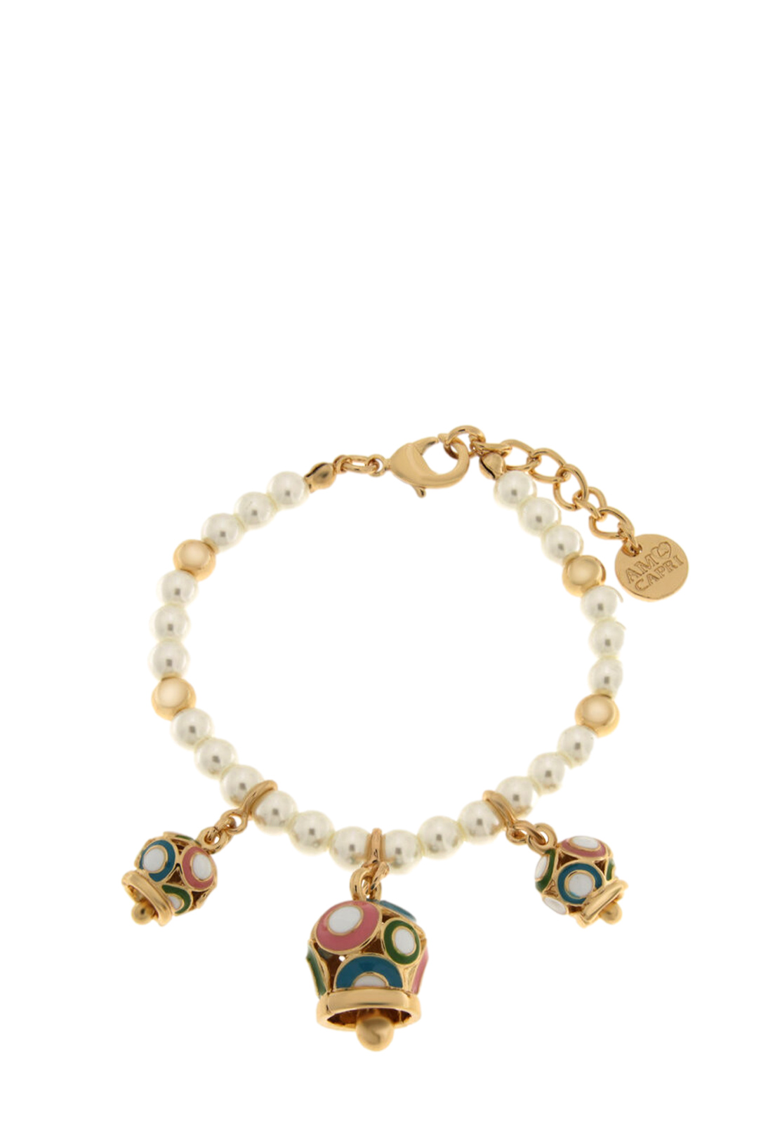 AMO CAPRI BRACCIALE PERLE CAMPANE PENDENTI