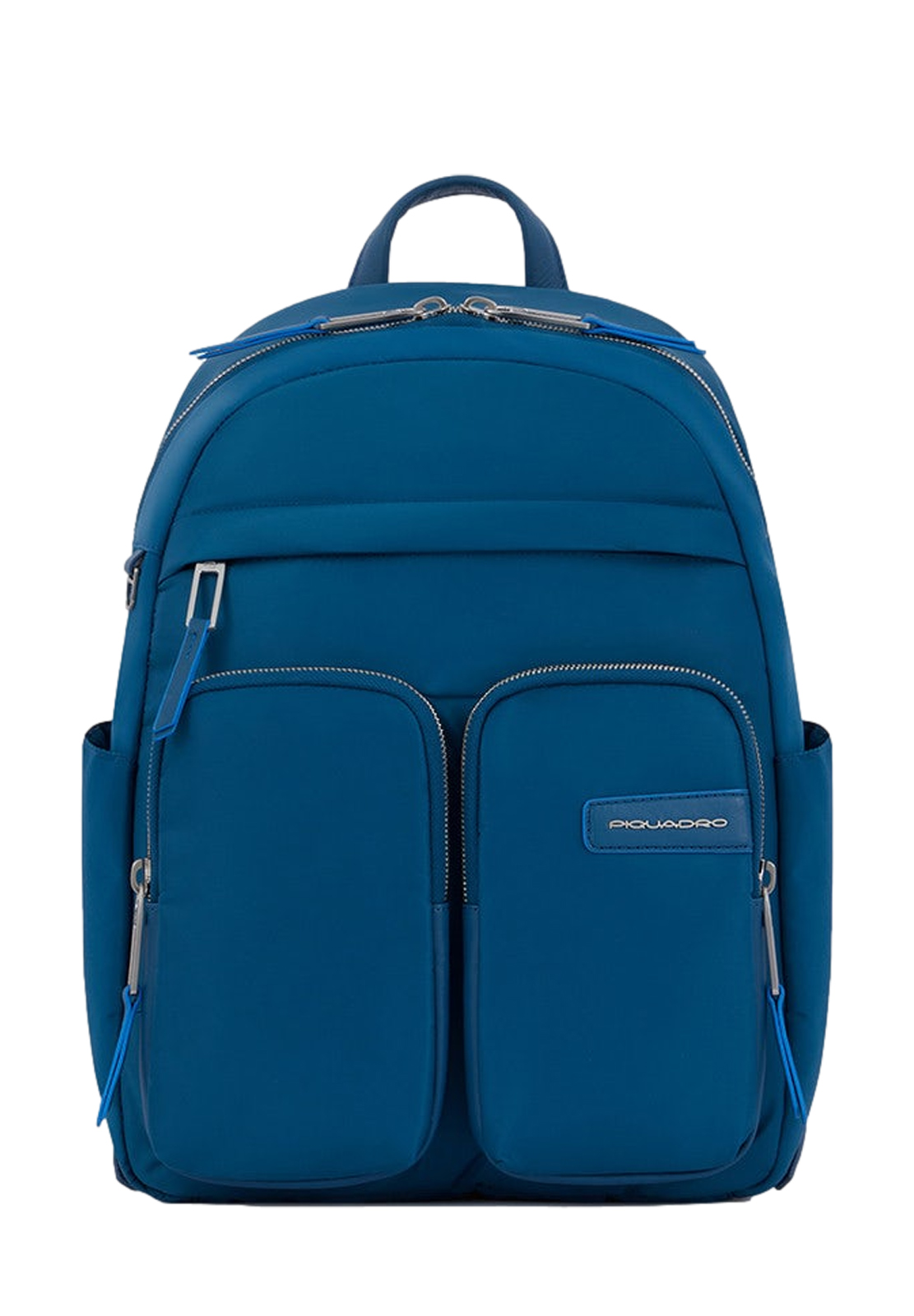 PIQUADRO Zaino Sottile Porta PC 14'' In Tessuto Riciclato – Espandibile, Con Protezione RFID, Blu Scuro, Pelle E Nylon
