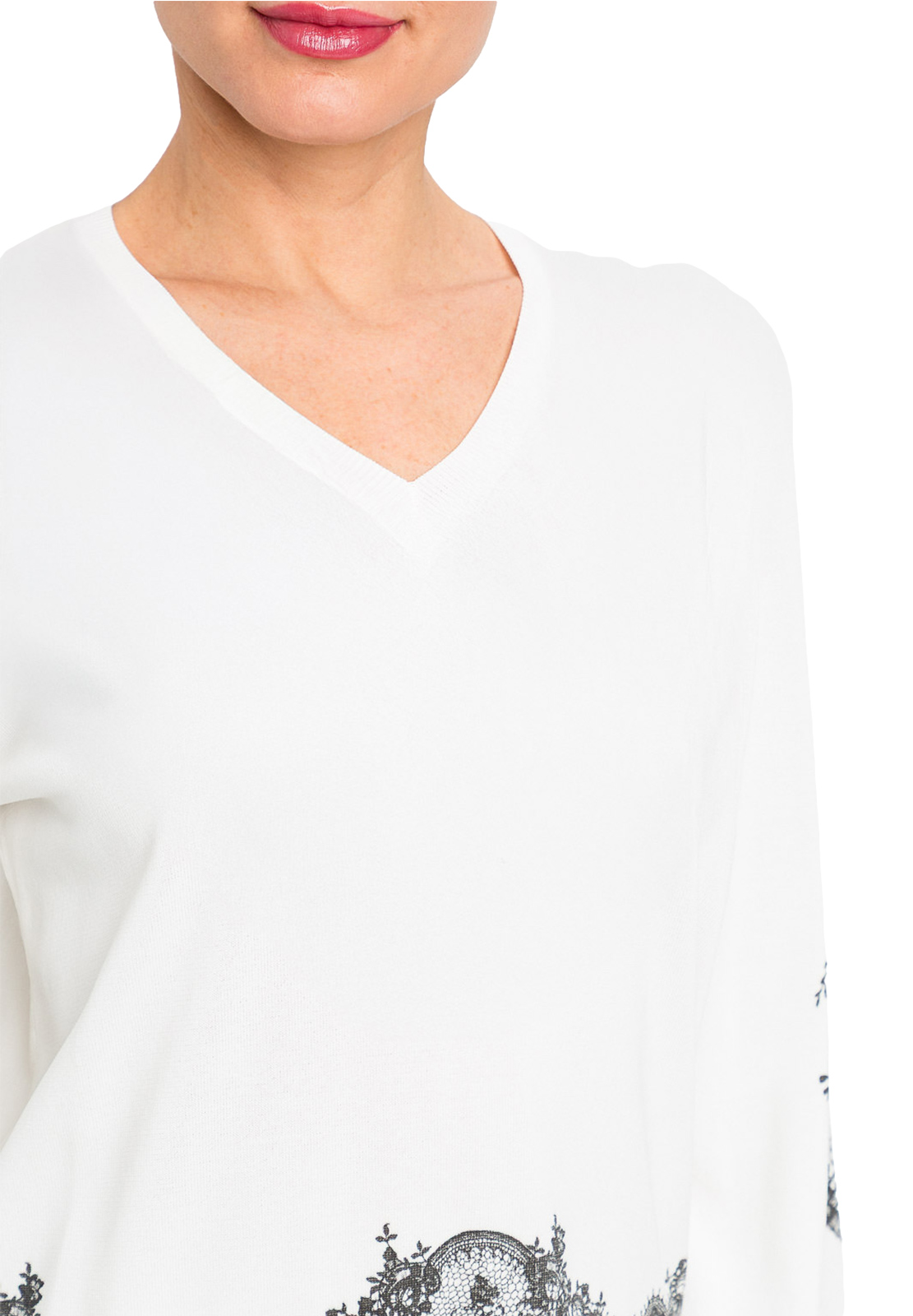 TWINSET MAGLIA STAMPA PIZZO CON SCOLLO A 