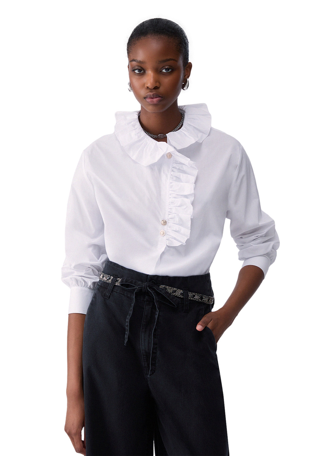 LIU JO CAMICIA IN POPELINE CON ROUCHES