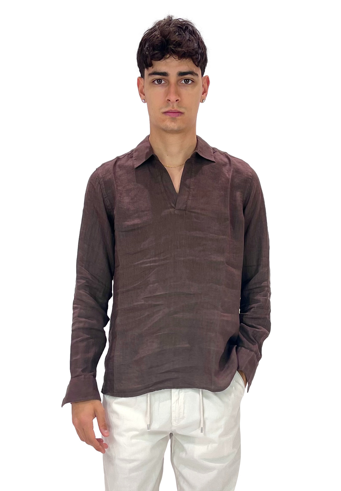 SAINT BARTH POLO SKIPPER SENZA BOTTONI IN LINO