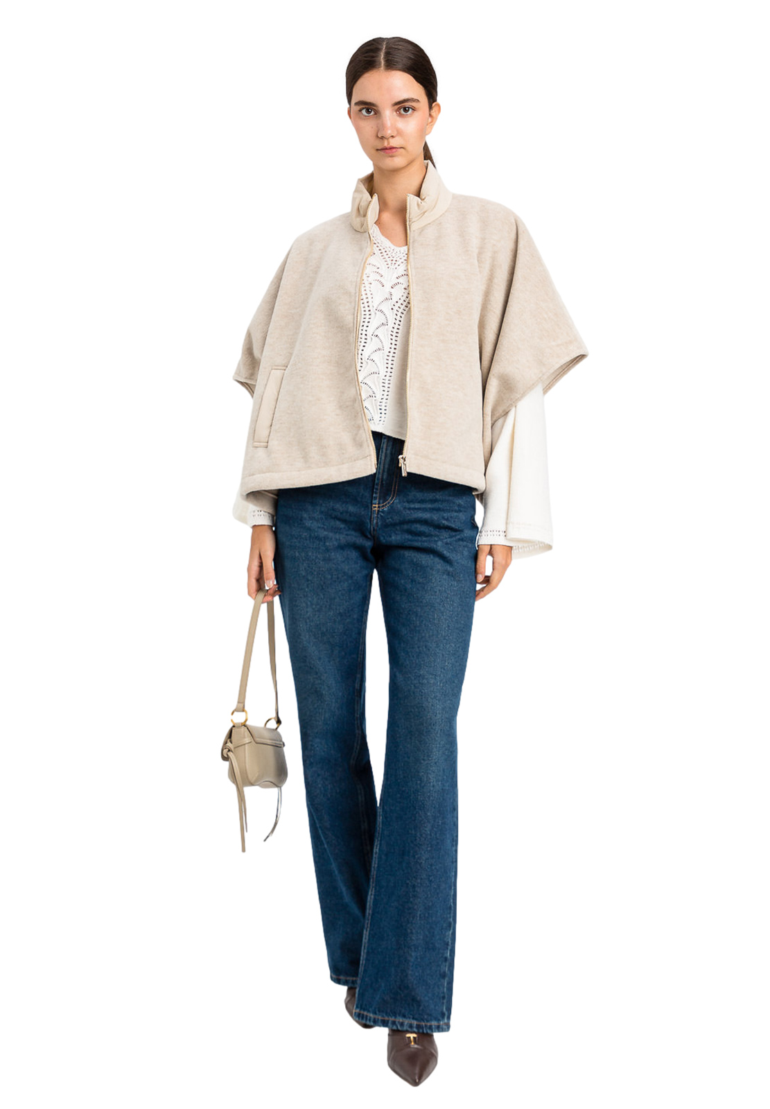 TWINSET PONCHO CORTO BALLON IN TESSUTO