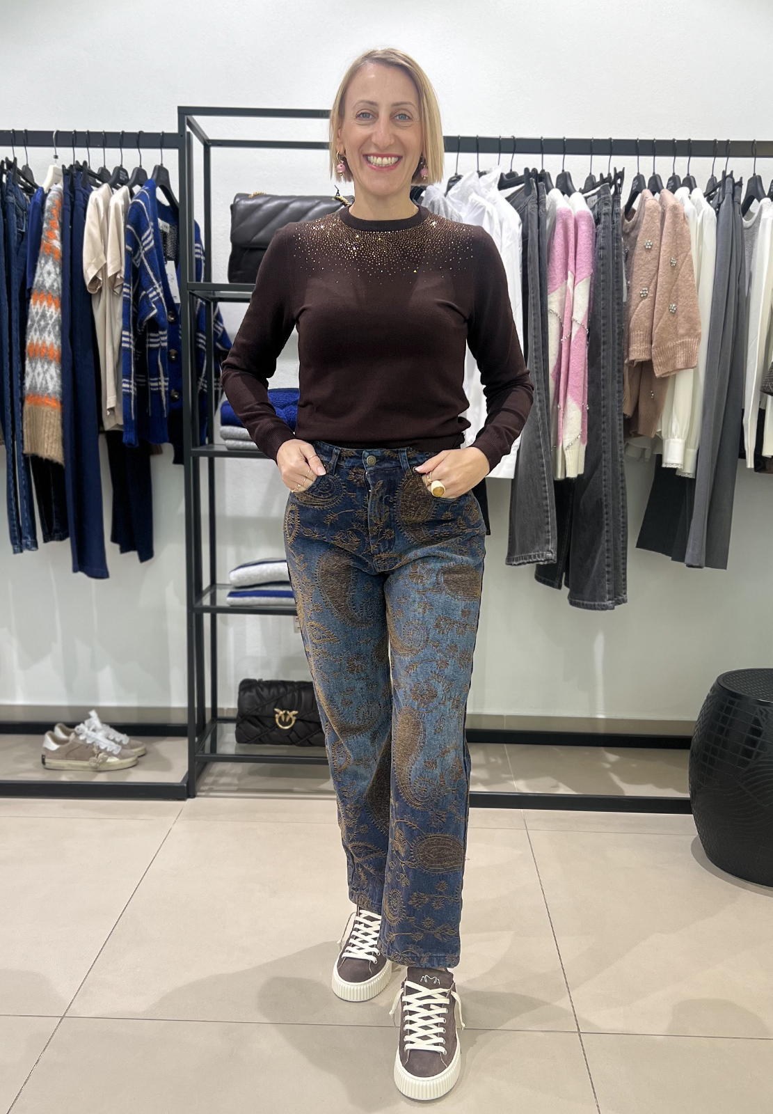 RELISH MAGLIA AVETRAZ GIROCOLLO CON STRASS