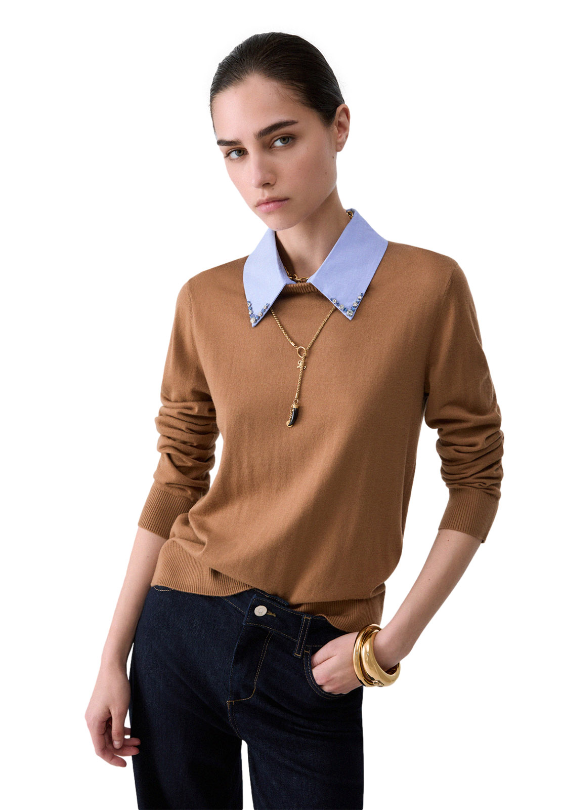 LIU JO MAGLIA CON COLLETTO POPELINE