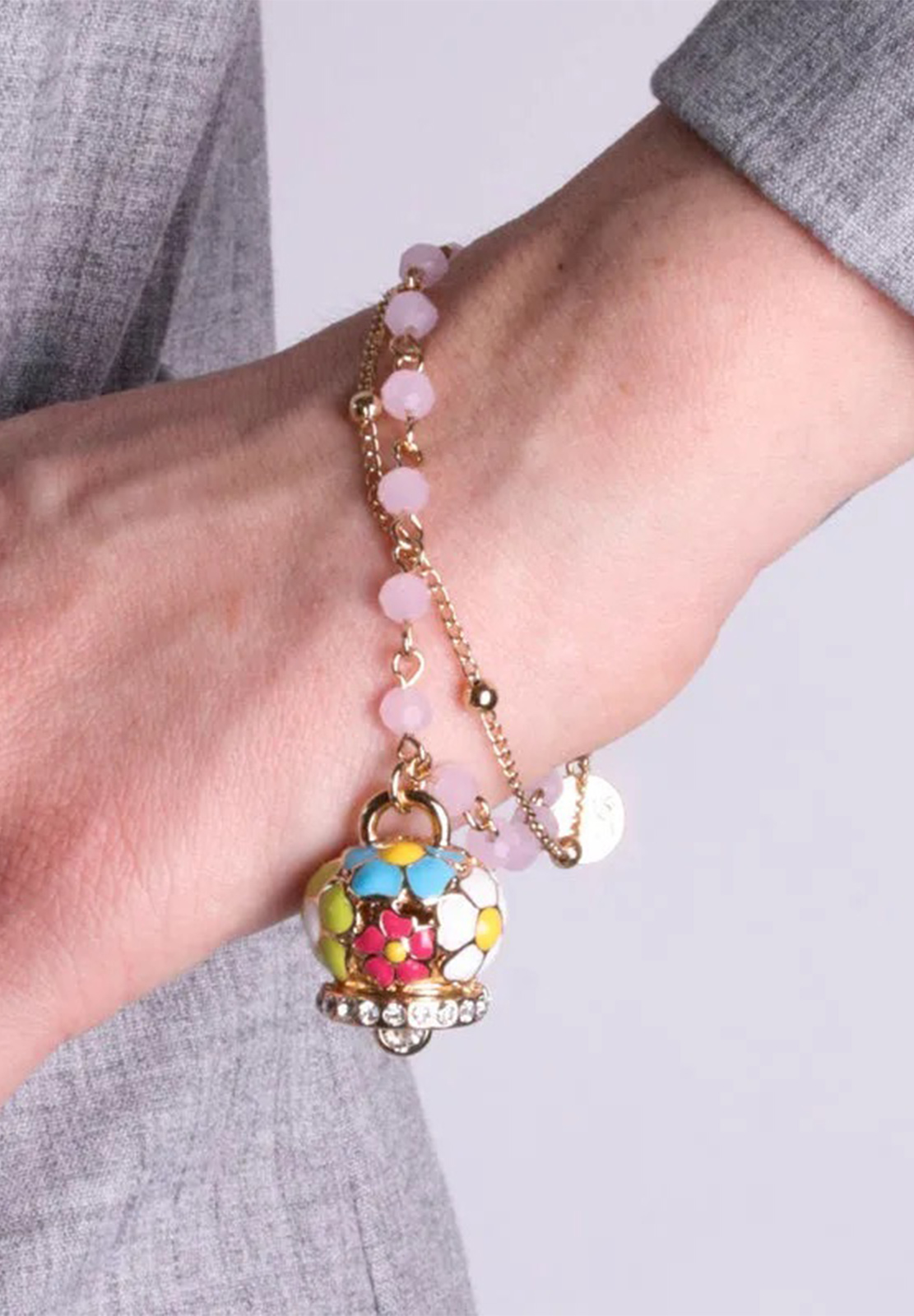 AMO CAPRI BRACCIALE MULTIFILO ROSA CAMPANA FIORI