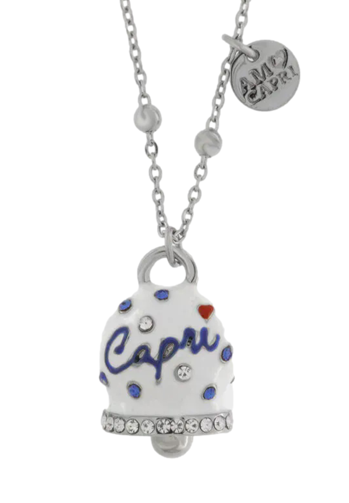 AMO CAPRI COLLANA CAMPANELLA BIANCA POIS BLU