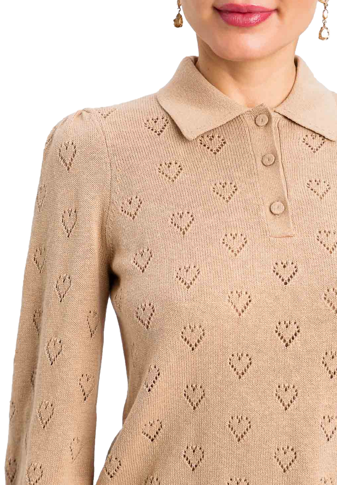 TWINSET POLO IN MAGLIA PUNZONATA CUORI