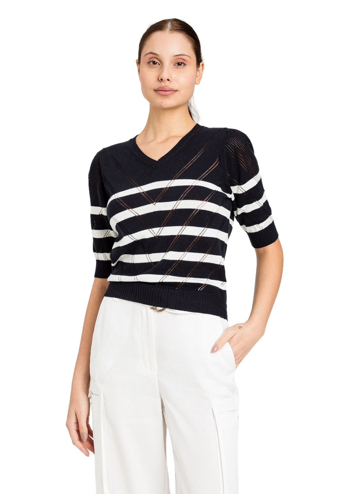 TWINSET MAGLIA IN COTONE A RIGHE