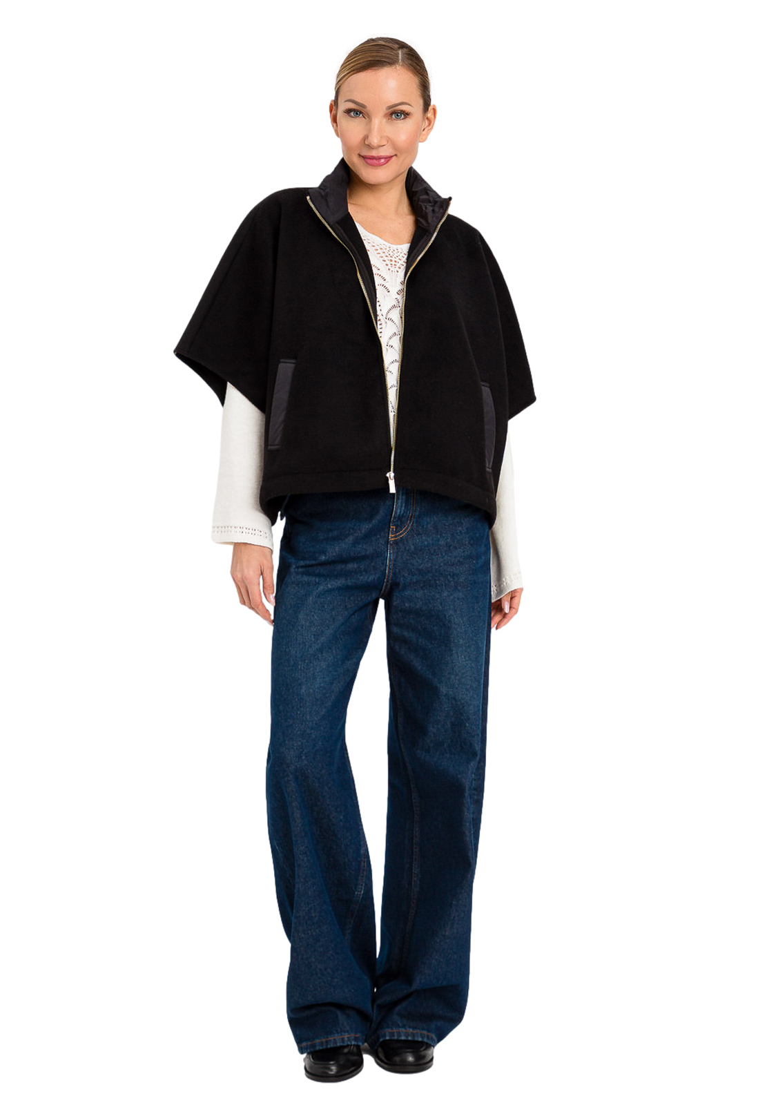 TWINSET PONCHO CORTO BALLON IN TESSUTO