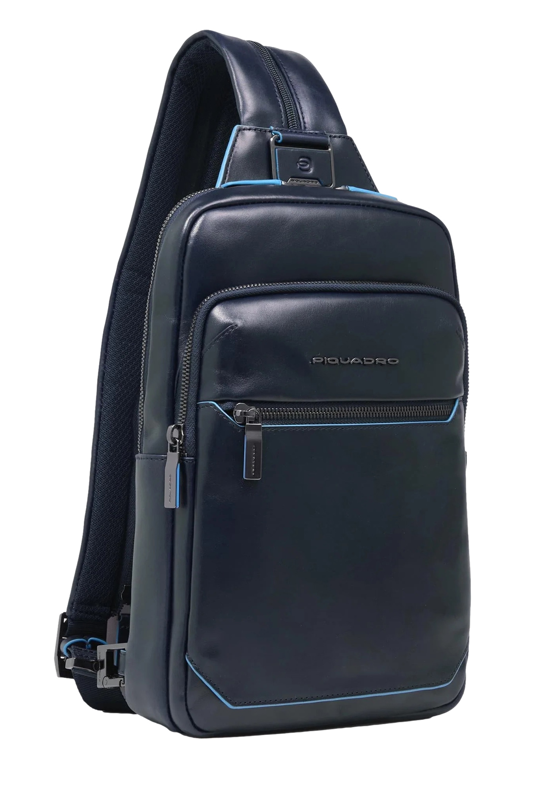 PIQUADRO MONOSPALLA IN PELLE BLUE SQUARE