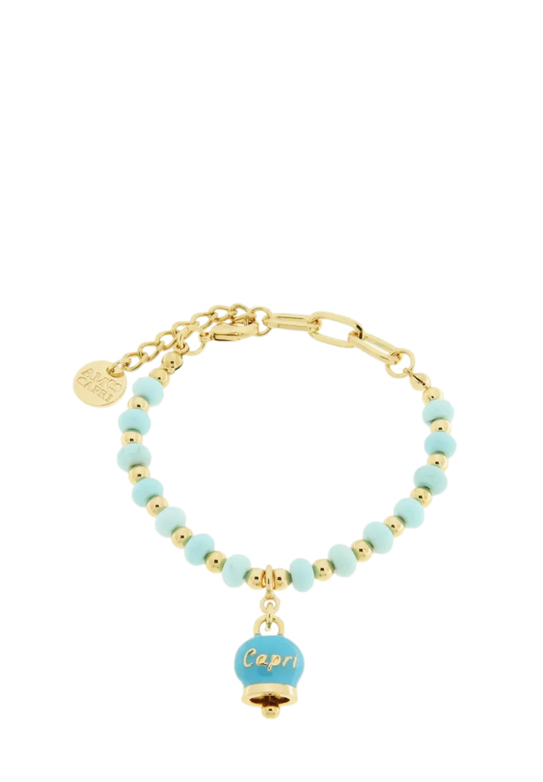 AMO CAPRI BRACCIALE SFERE CAMPANA TURCHESE