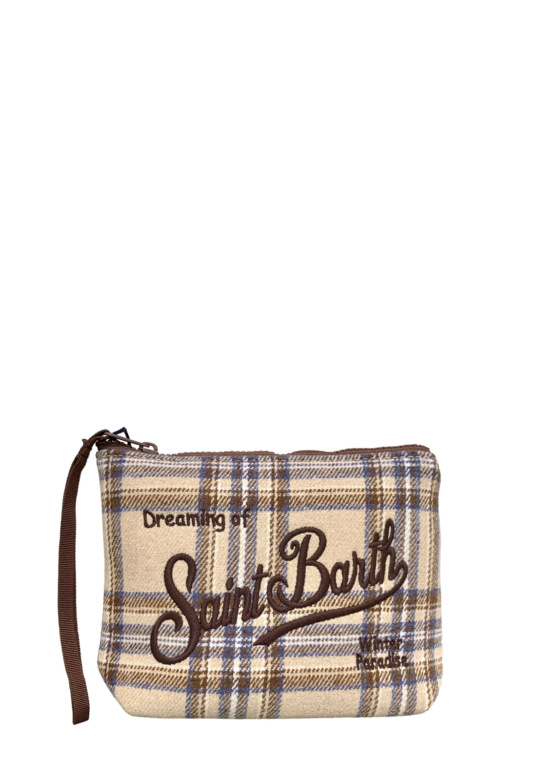 SAINT BARTH POCHETTE ALINE WOOL TARTAN