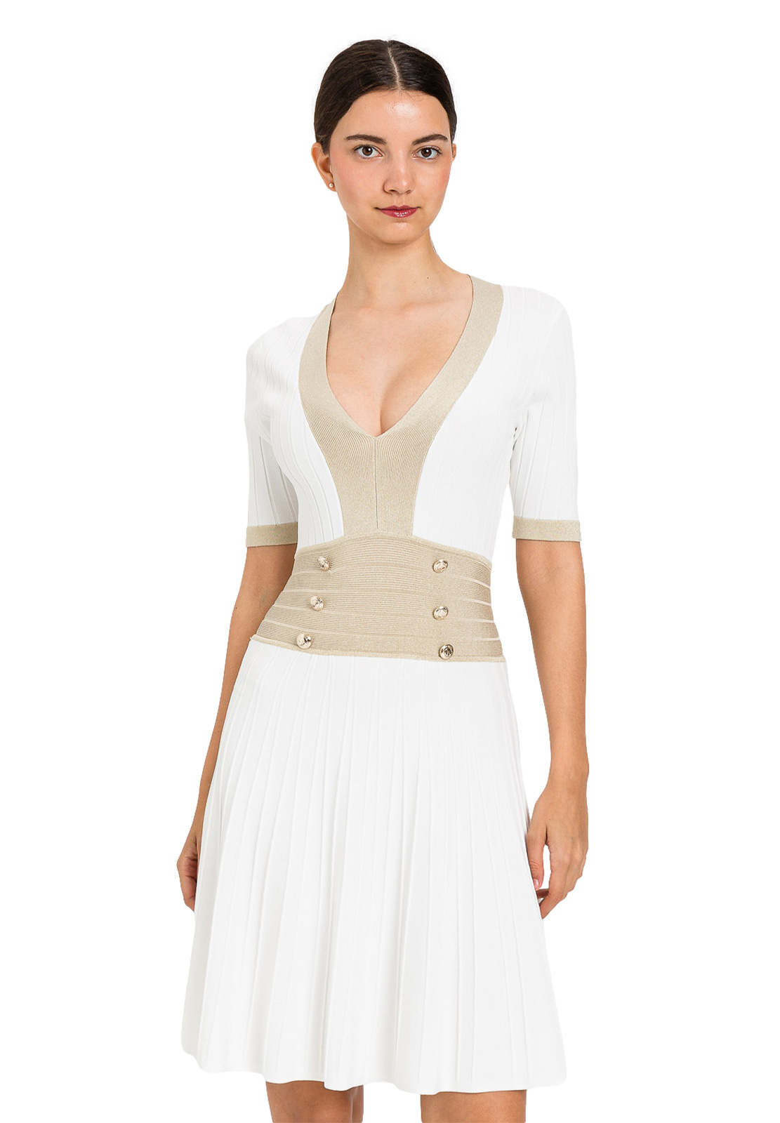 TWINSET ACTITUDE ABITO SCOLLO A V CON BOTTONI