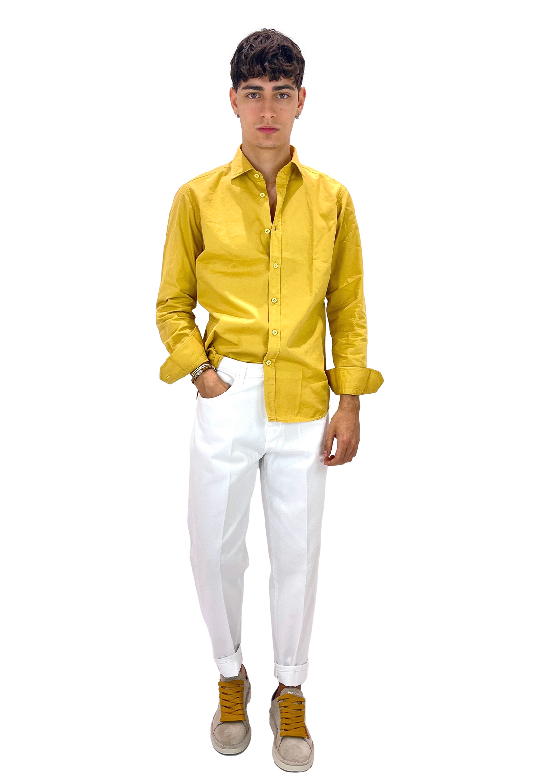 BRANCACCIO CAMICIA TINTA UNITA IN COTONE