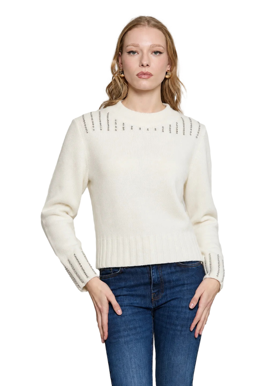 RELISH MAGLIA SCOTT SCOLLO BARCA E PAILLETTES