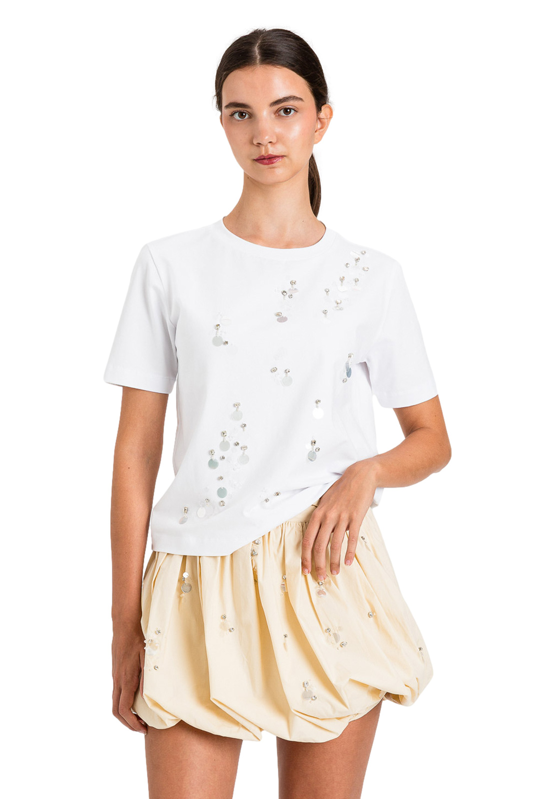 TWINSET ACTITUDE T-SHIRT CON APPLICAZIONI