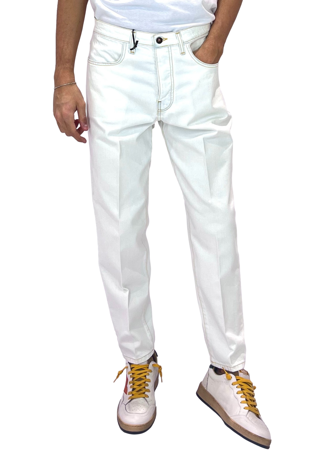 BONHEUR DENIM 5 TASCHE OVER IN BULL BIANCO
