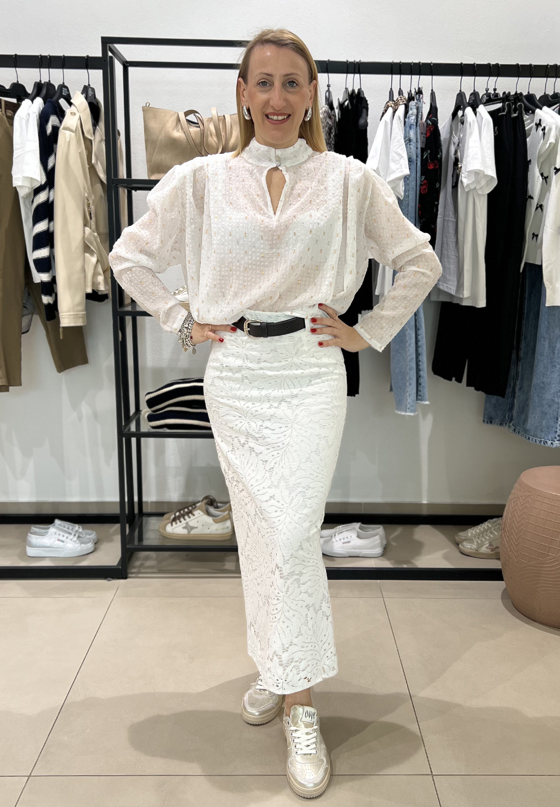 HAVEONE BLUSA CON SPALLINE E LUREX