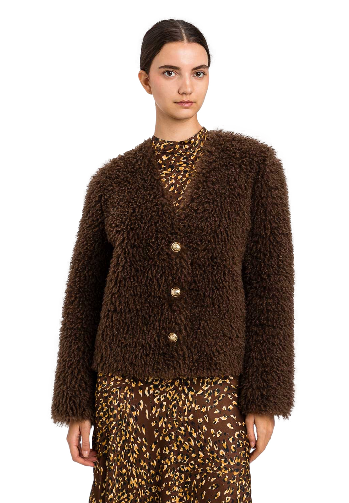 TWINSET GIACCONE CORTO MONOPETTO SOFT TEDDY