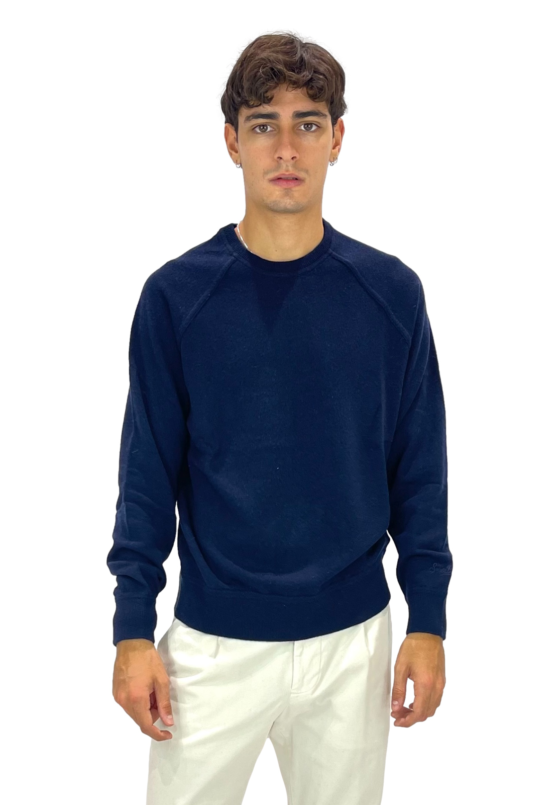 SAINT BARTH GIROCOLLO TAGLIO FELPA IN LANA MERINO E CASHMERE
