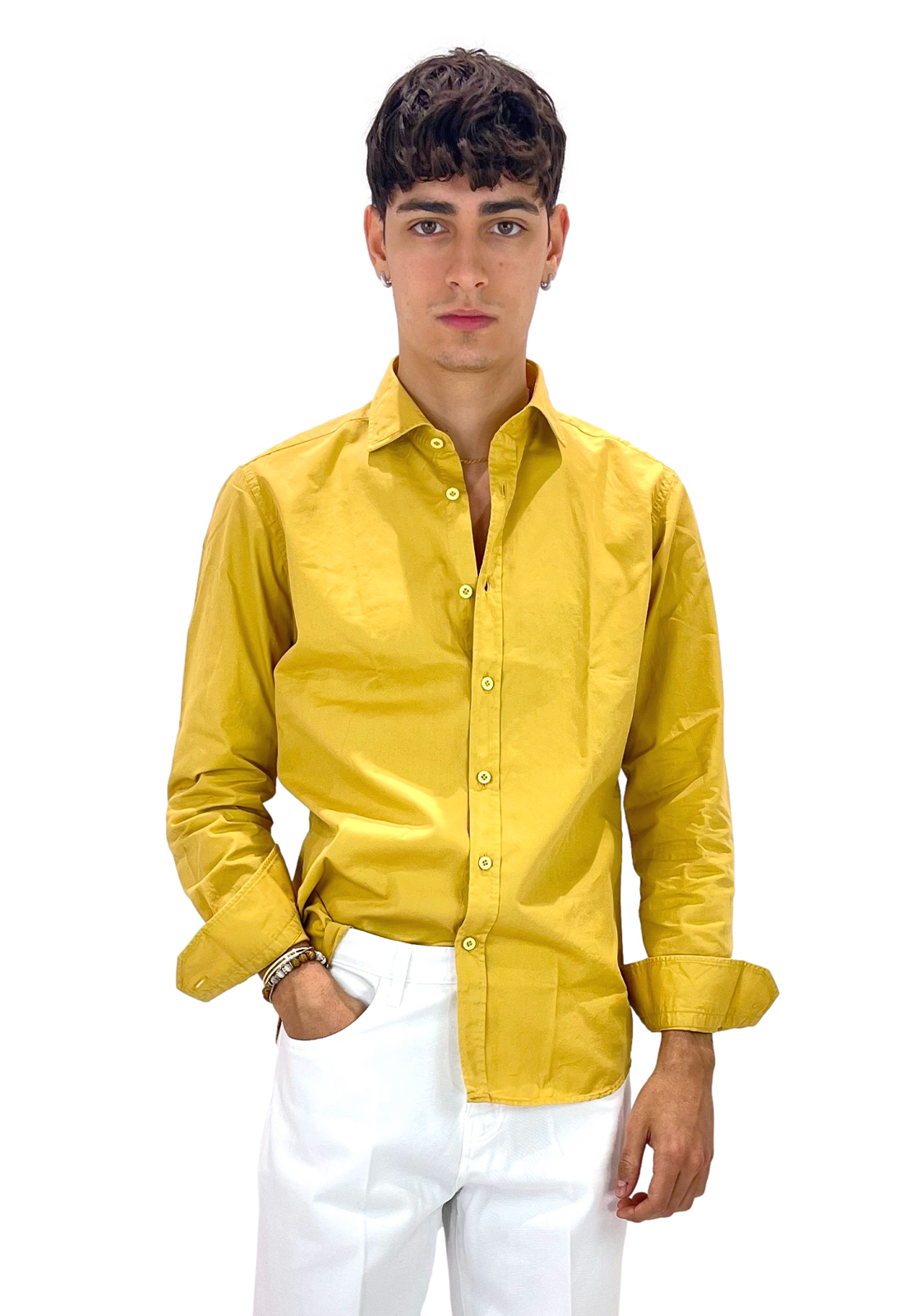 BRANCACCIO CAMICIA TINTA UNITA IN COTONE