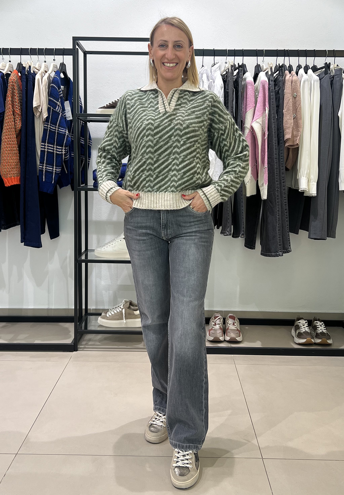 HAVEONE POLO CROP JACQUARD