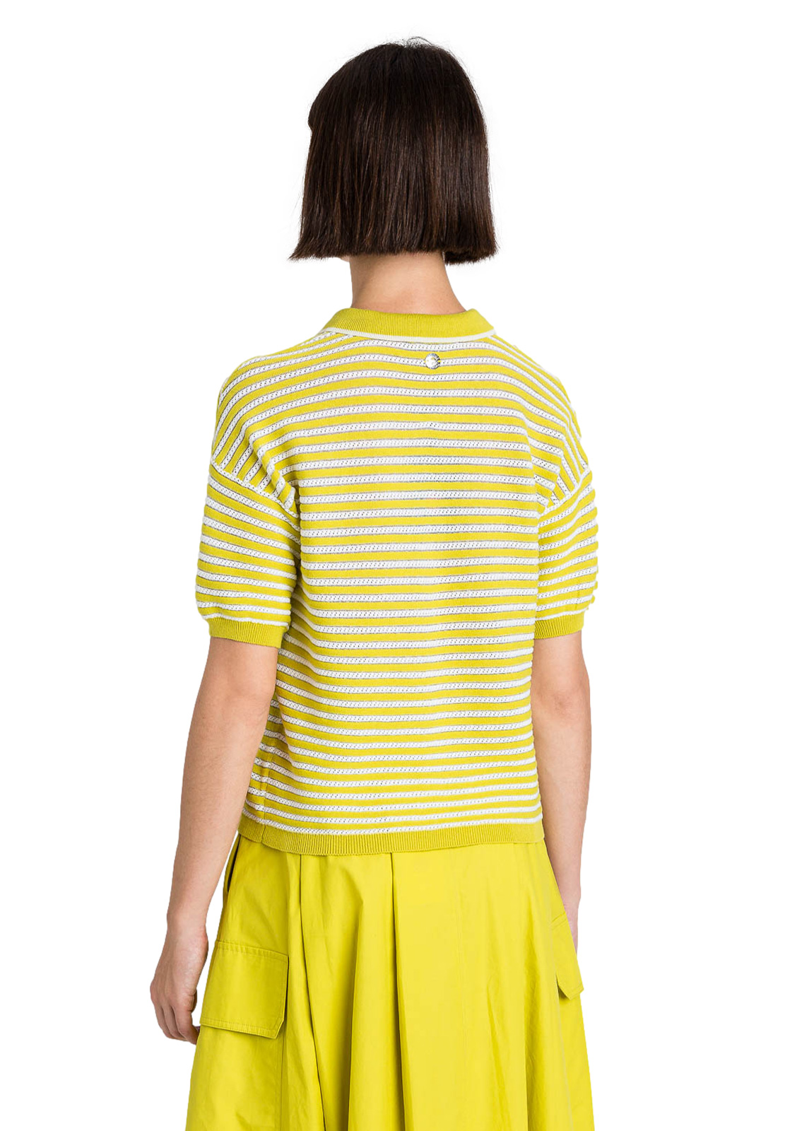 TWINSET ACTITUDE MAGLIA POLO A RIGHE LUREX