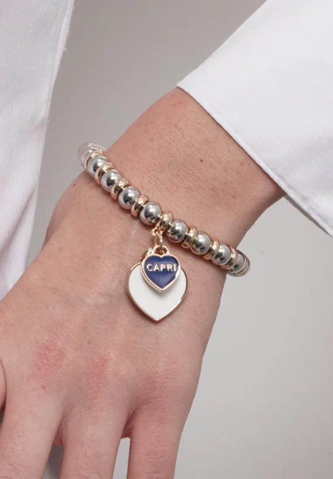 AMO CAPRI BRACCIALE METALLO CUORE BIANCO