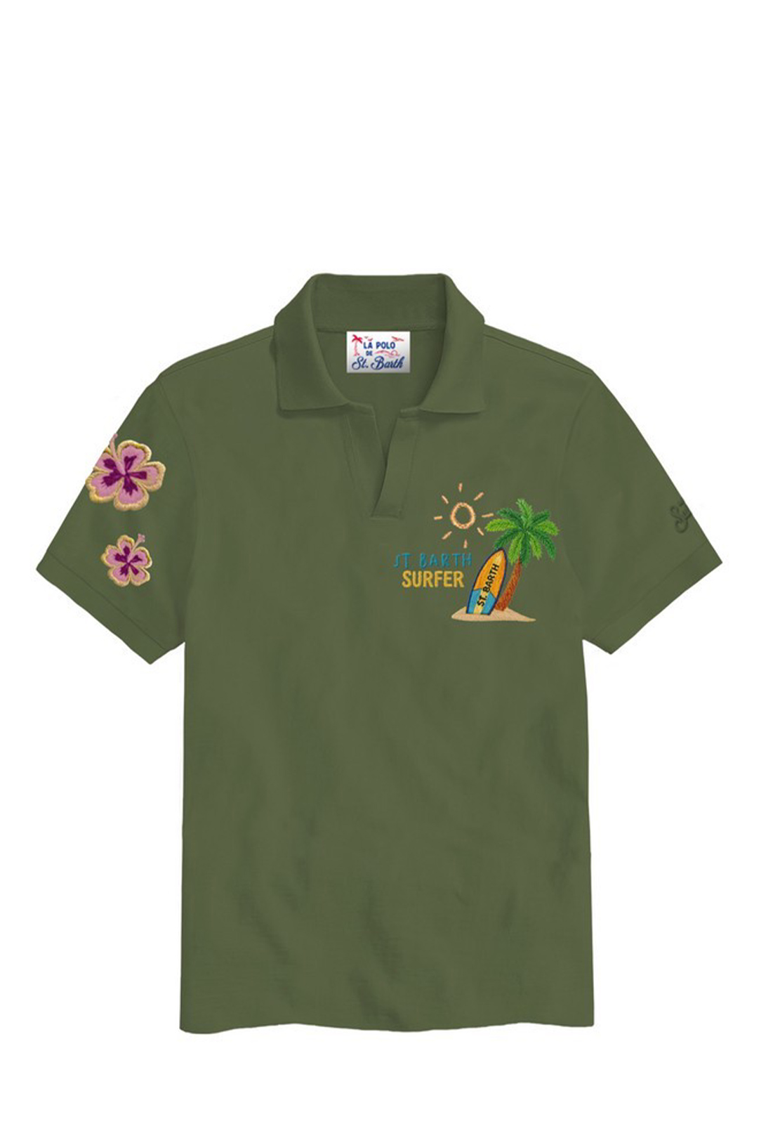 SAINT BARTH POLO IN PIQUET DI COTONE CON RICAMO SURFER