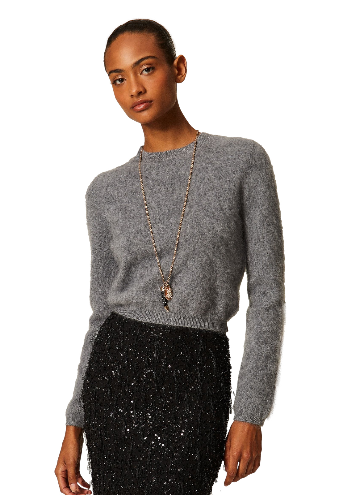 TWINSET MAGLIA GIROCOLLO GOFFRATA