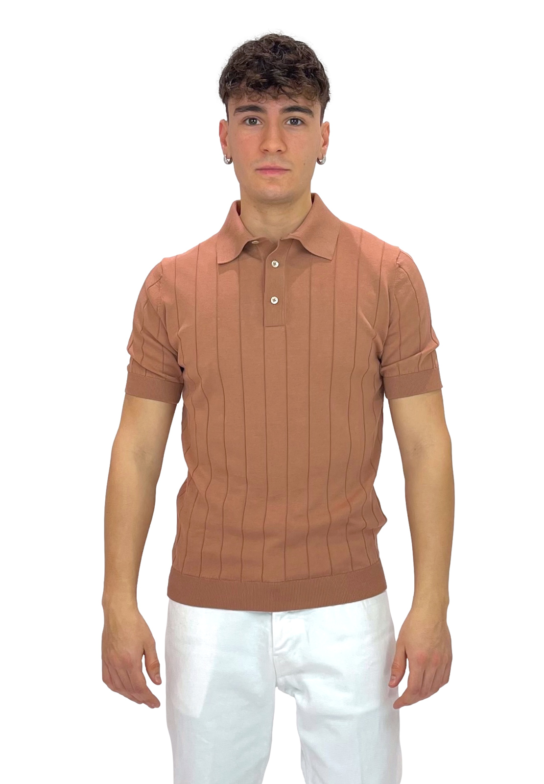 FILIPPO DE LAURENTIIS POLO A COSTE IN CREPE DI COTONE