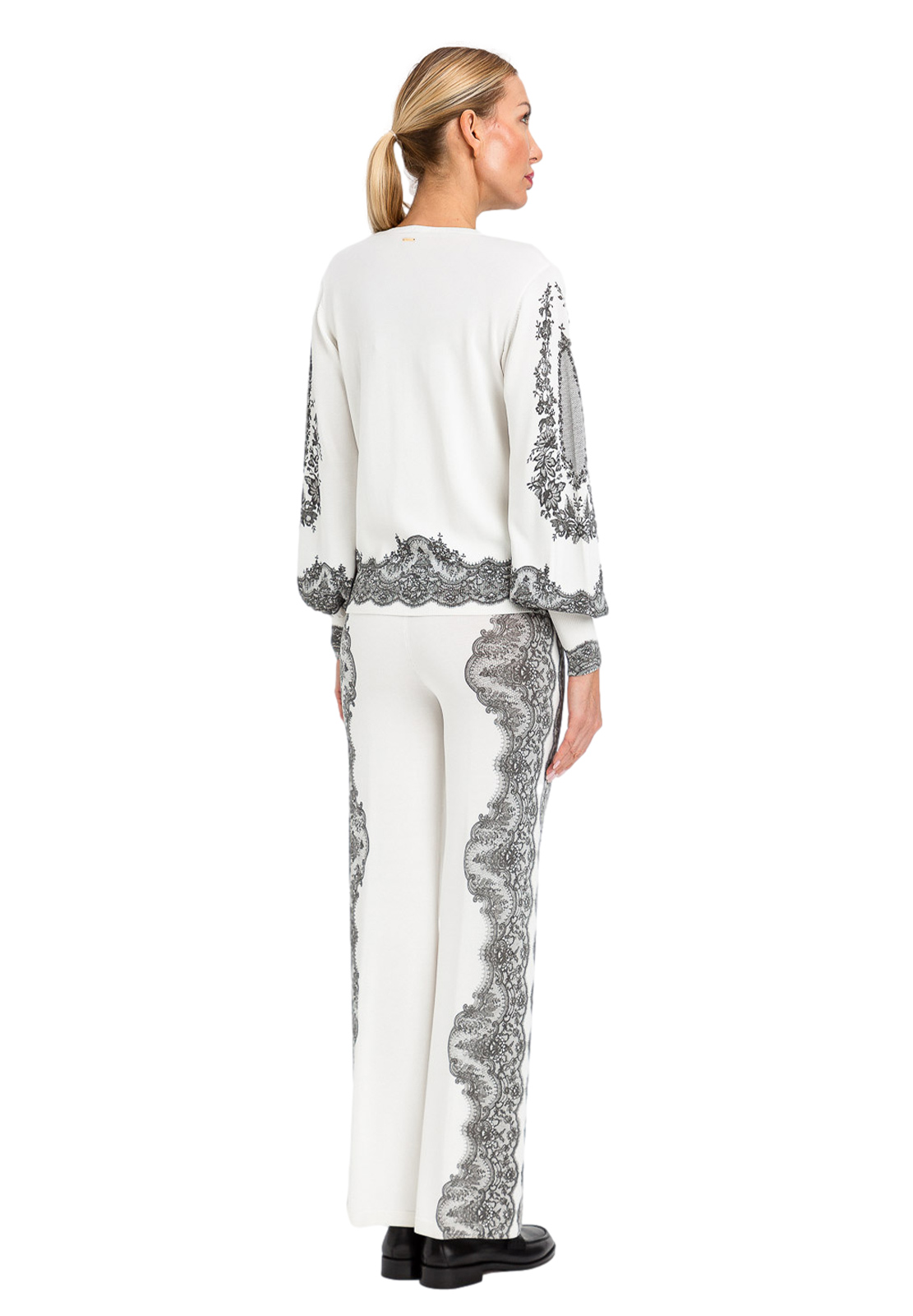 TWINSET MAGLIA STAMPA PIZZO CON SCOLLO A 