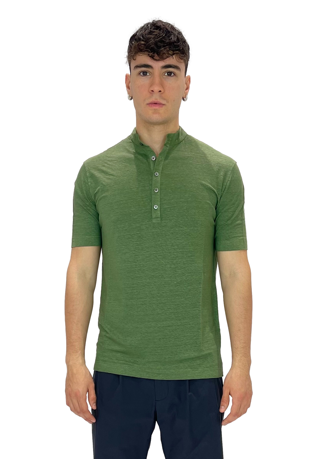 FILIPPO DE LAURENTIIS CAMICIA COREANA MANICA CORTA IN LINO